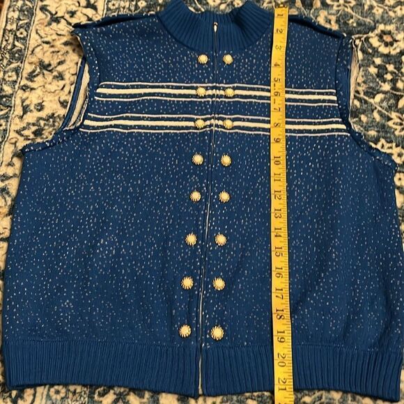 Vintage ST. John Blue Man Made Zipper Closure Vest - Picture 6 of 9